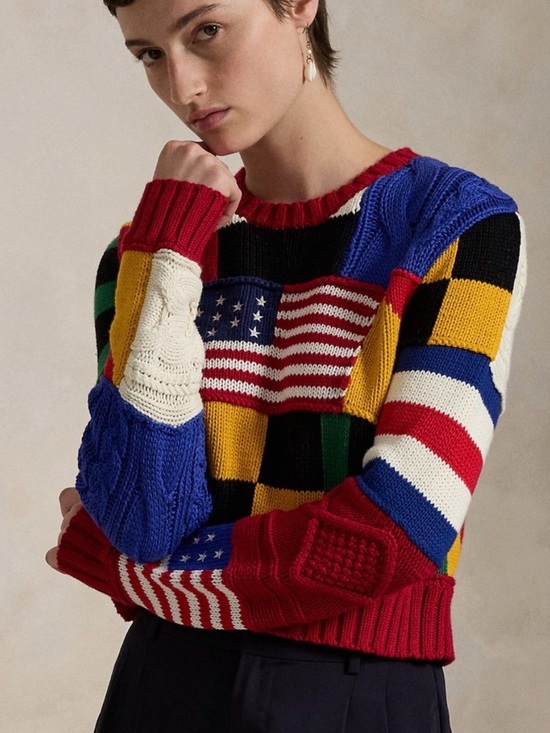 Polo Ralph Lauren Sweaters - NWT Polo Ralph Lauren Flag Multicolor Patchwork Sweater Knit New